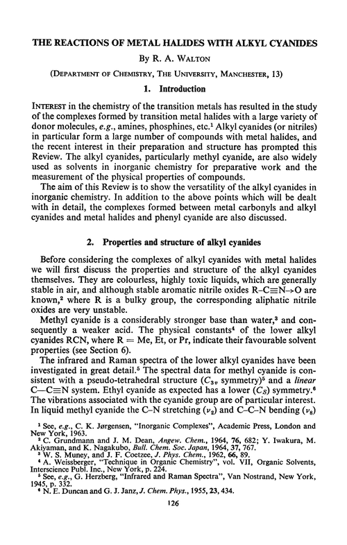 The reactions of metal halides with alkyl cyanides