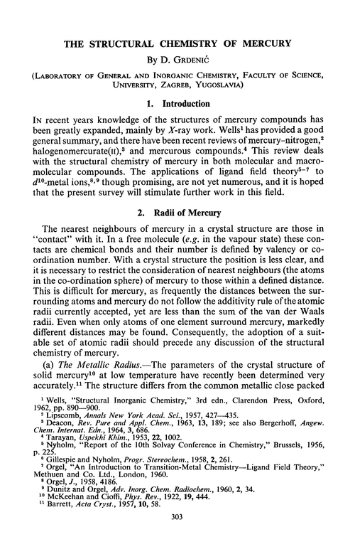 The structural chemistry of mercury