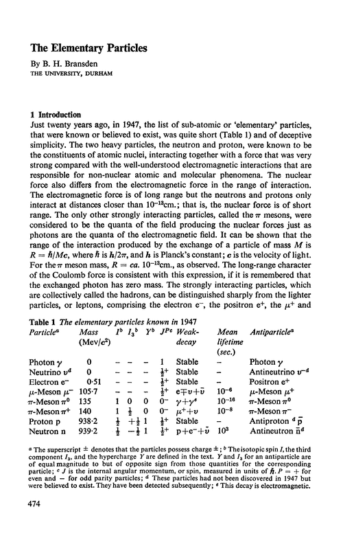 The elementary particles