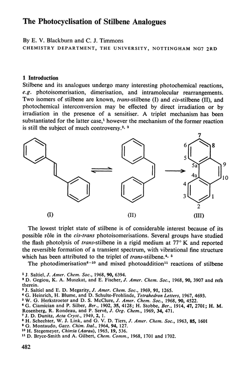 The photocyclisation of stilbene analogues