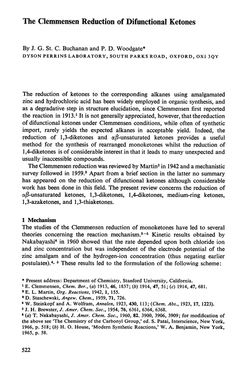 The Clemmensen reduction of difunctional ketones