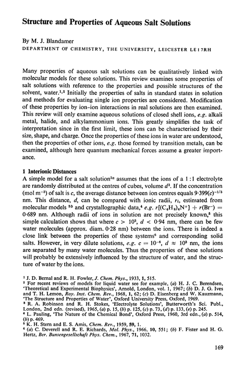 Structure and properties of aqueous salt solutions