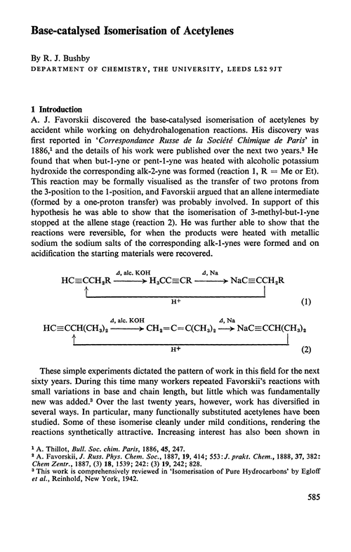 Base-catalysed isomerisation of acetylenes
