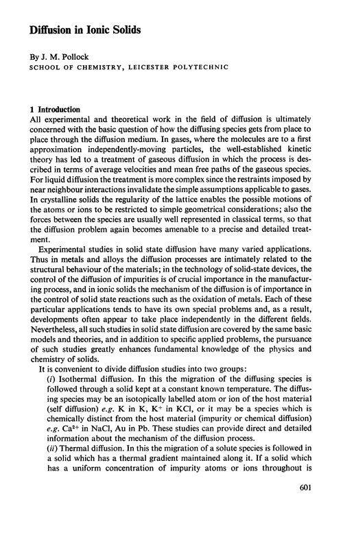 Diffusion in ionic solids