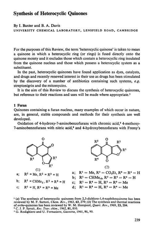 Synthesis of heterocyclic quinones