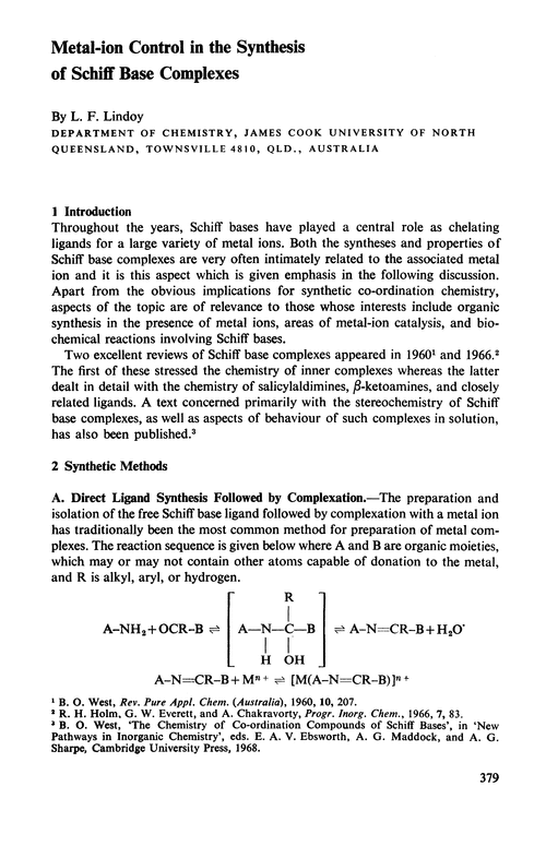 Metal-ion control in the synthesis of Schiff base complexes