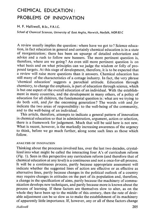 Chemical education: problems of innovation