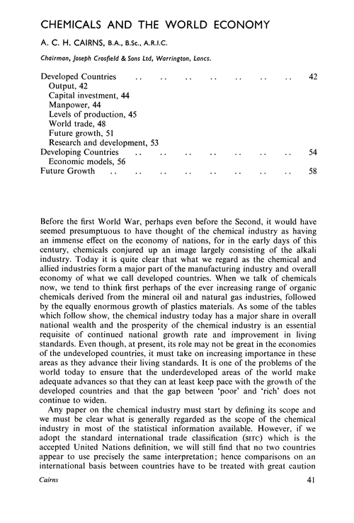 Chemicals and the world economy