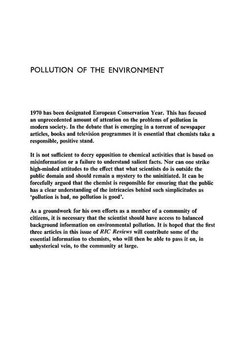 Pollution of the environment