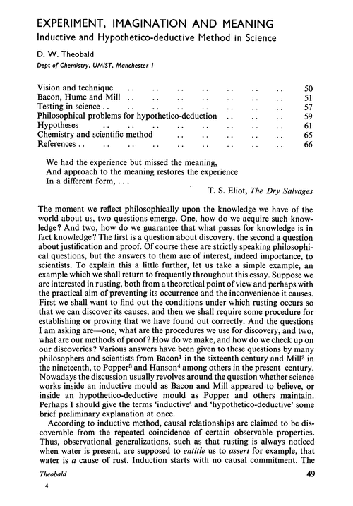 Experiment Imagination And Meaning Royal Institute Of Chemistry Reviews Rsc Publishing