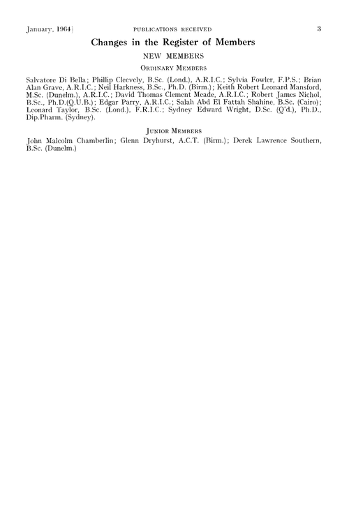 Changes in the register of members