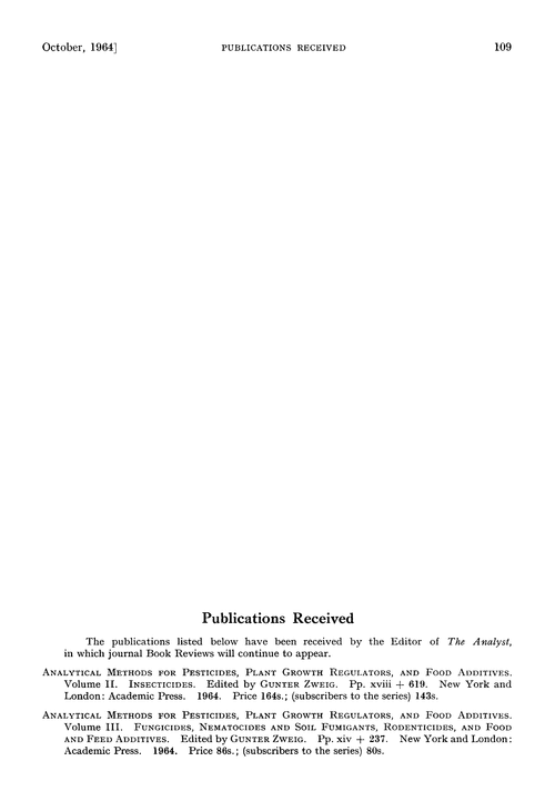 Publications received