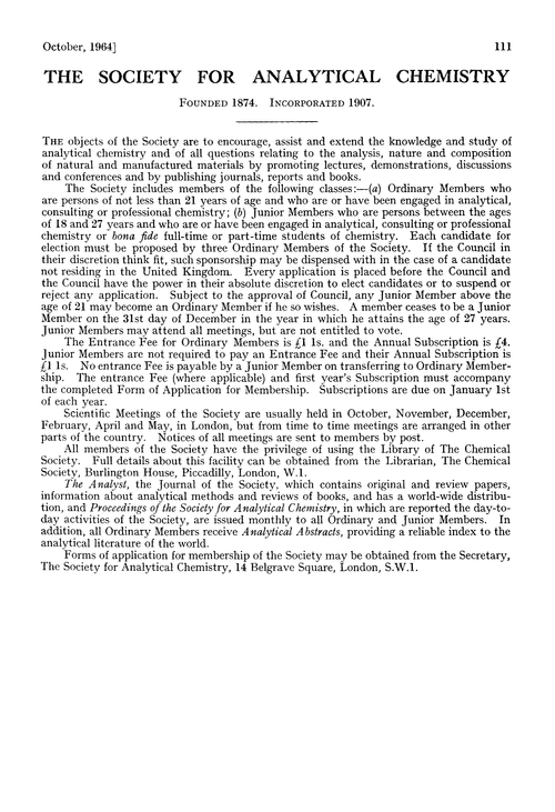 The Society for Analytical Chemistry