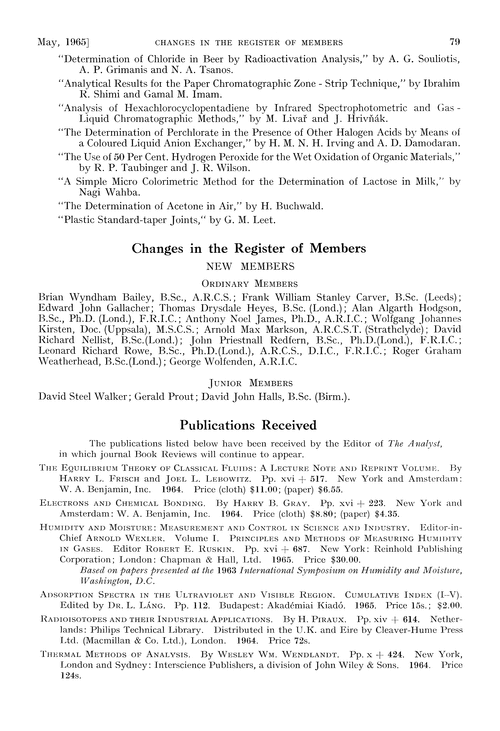 Changes in the register of members