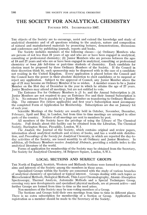 The Society for Analytical Chemistry