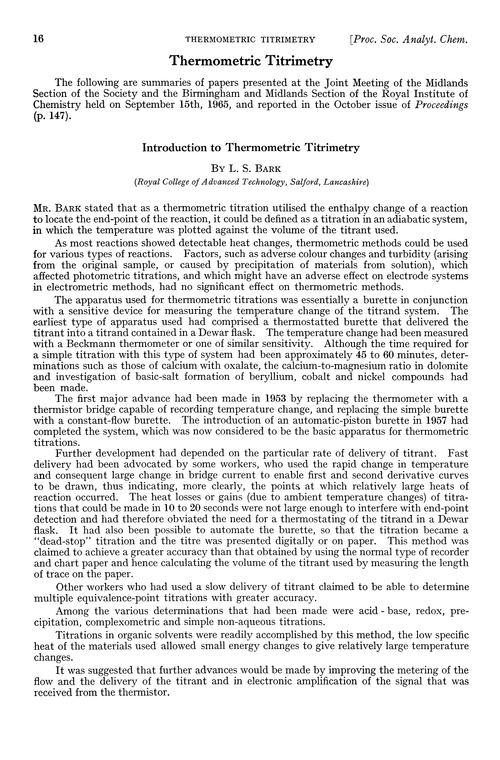 Thermometric titrimetry