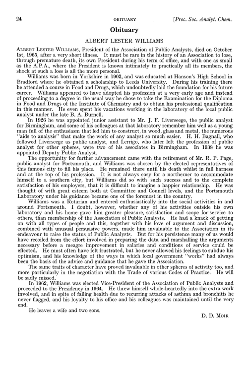 Obituary: Albert Lester Williams