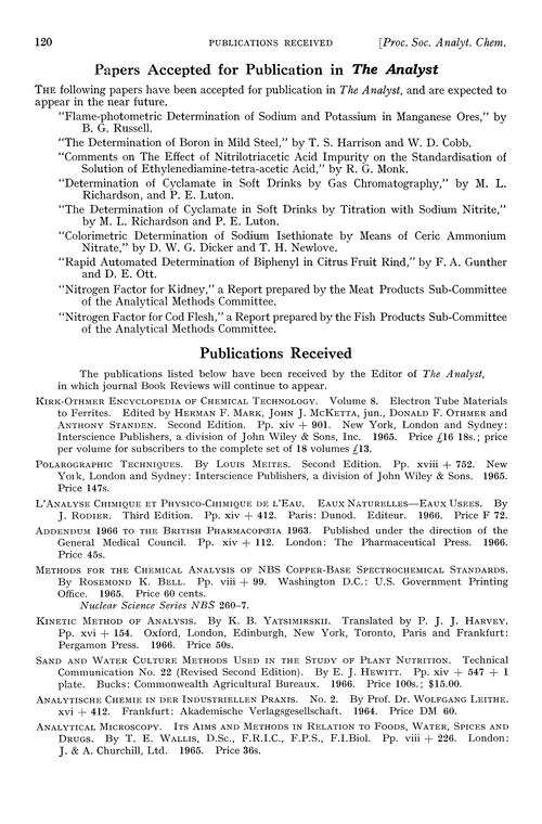 Publications received