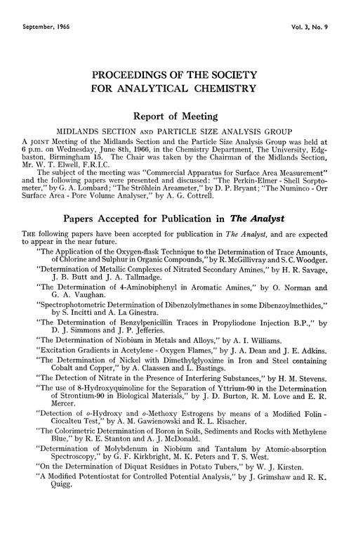 Report of meeting