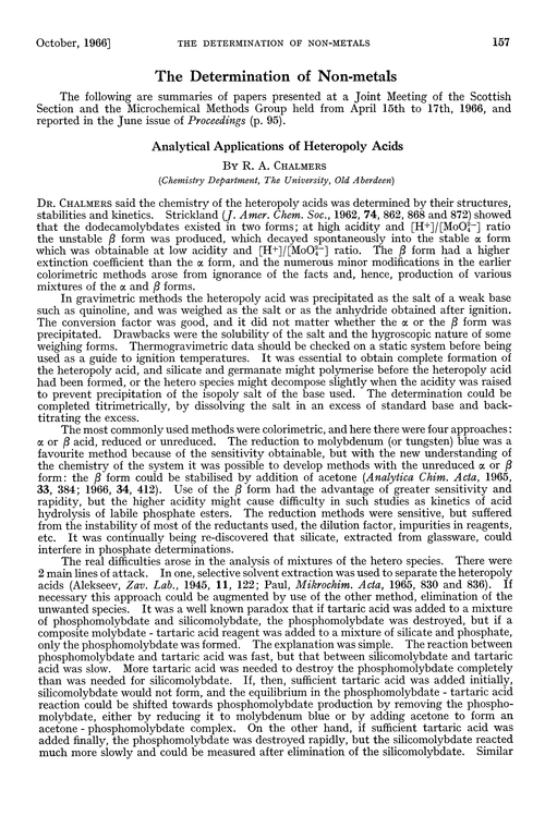 The determination of non-metals