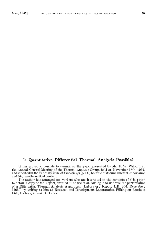 Is quantitative differential thermal analysis possible?