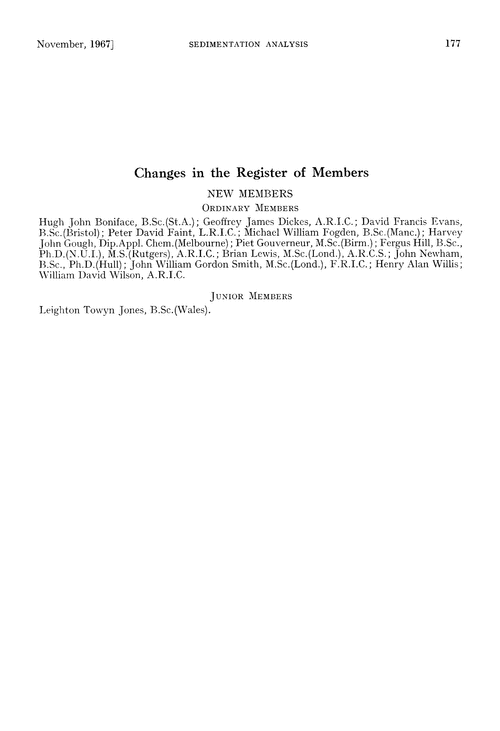 Changes in the register of members