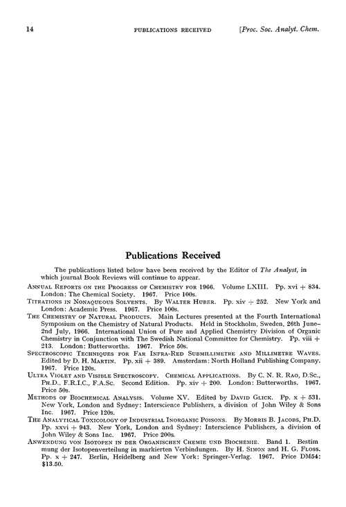 Publications received