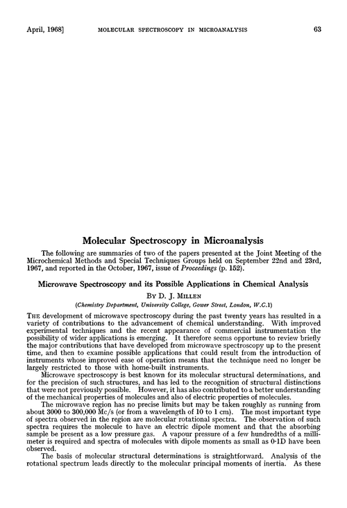Molecular spectroscopy in microanalysis
