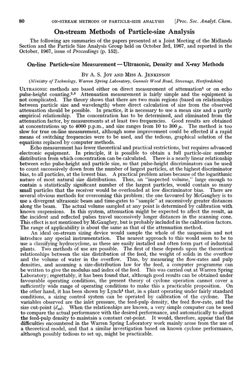 On-stream methods of particle-size analysis