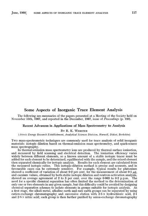 Some aspects of inorganic trace element analysis