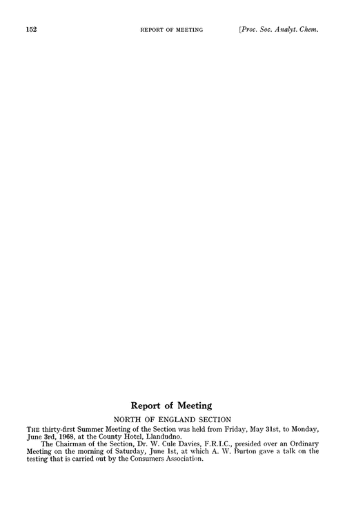 Report of meeting
