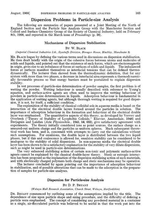 Dispersion problems in particle-size analysis