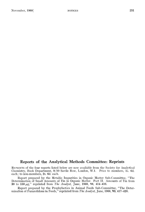 Reports of the Analytical Methods Committee: reprints