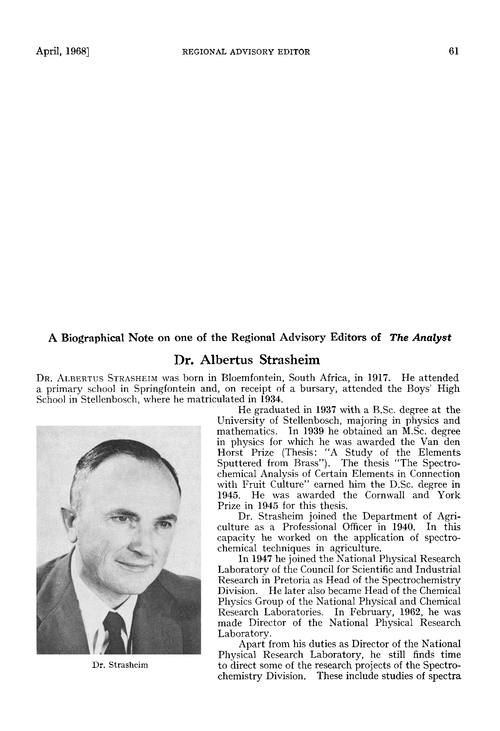 A biographical note on one of the regional advisory editors of The Analyst