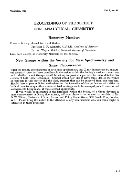 New groups within the society for mass spectrometry and X-ray fluorescence?