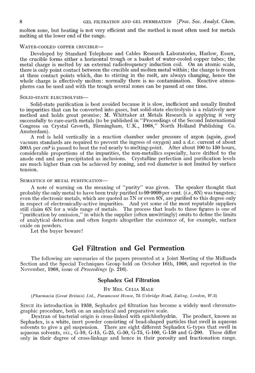 Gel filtration and gel permeation