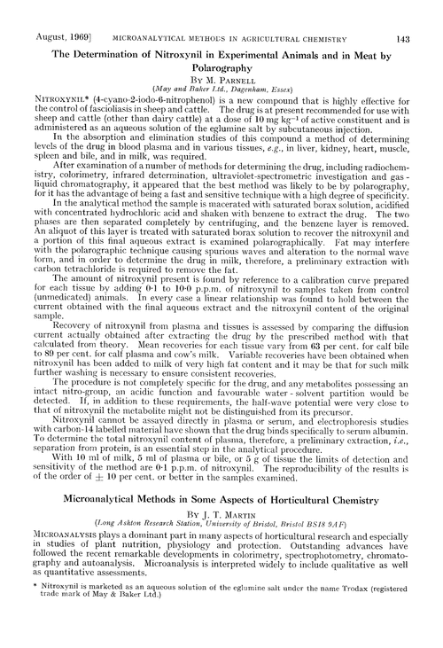 The determination of nitroxynil in experimental animals and in meat by polarography