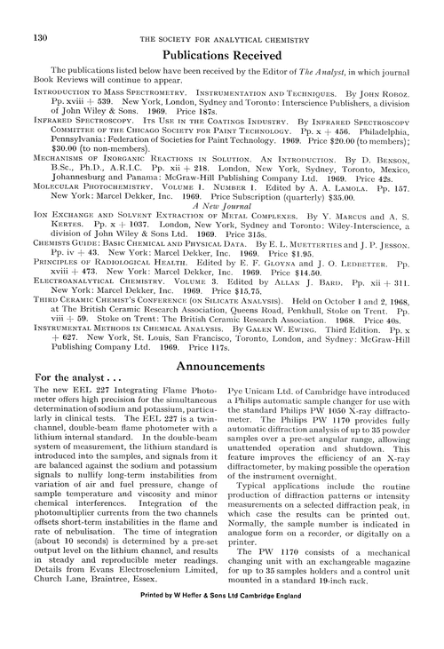 Publications received