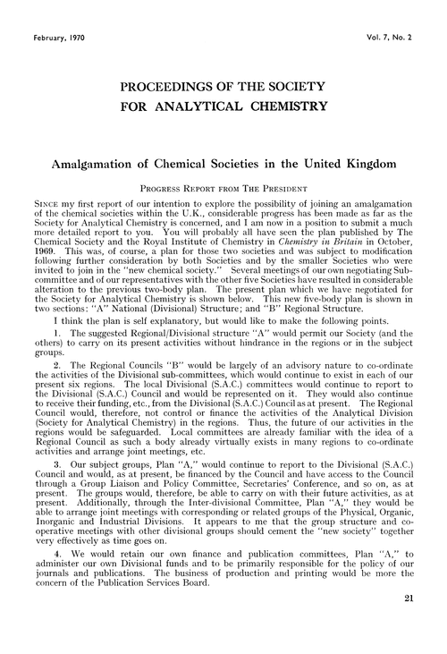 Amalgamation of chemical societies in the United Kingdom