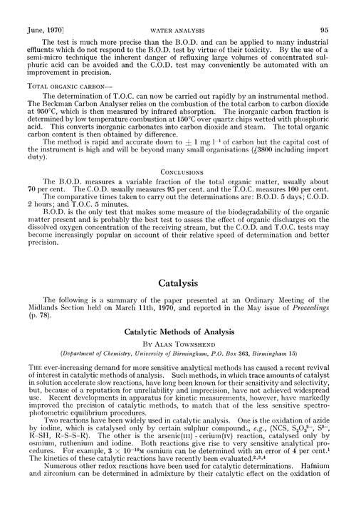 Catalysis Proceedings of the Society for Analytical Chemistry (RSC