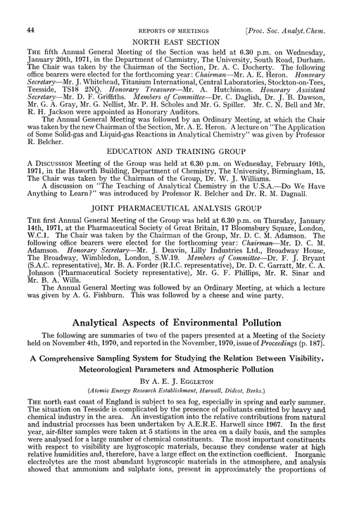 Analytical aspects of environmental pollution