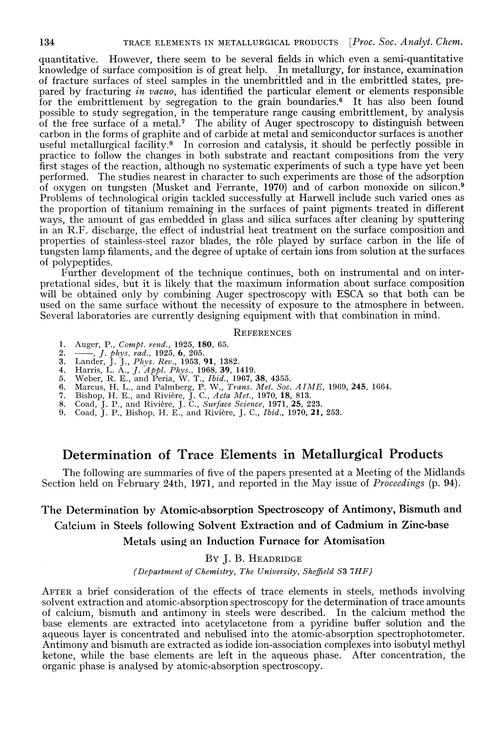 Determination of trace elements in metallurgical products
