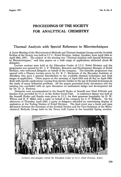 Thermal analysis with special reference to microtechniques