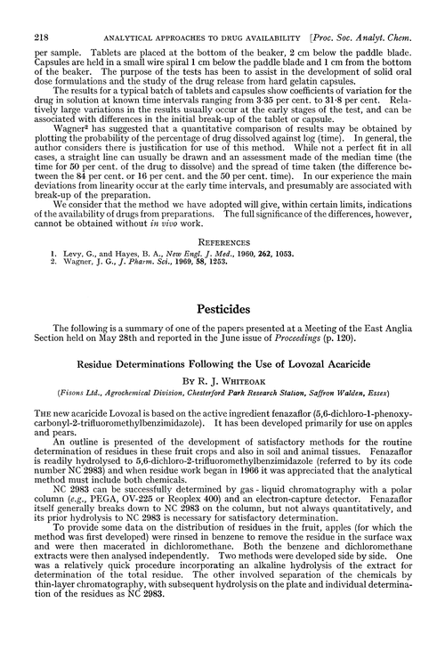 Pesticides. Residue determinations following the use of lovozal acaricide