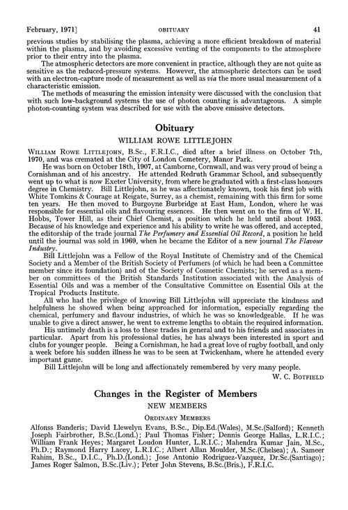 Changes in the register of members