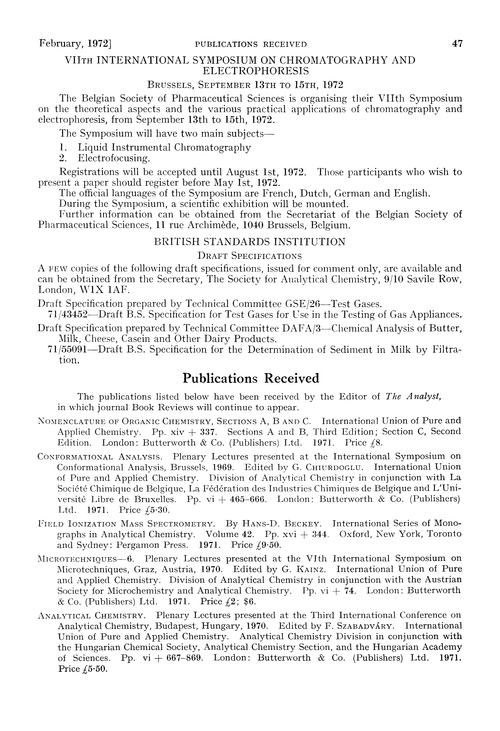 Publications received