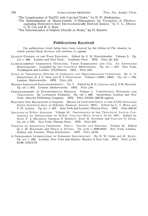 Publications received