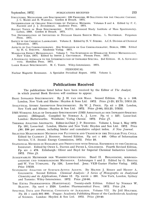 Publications received