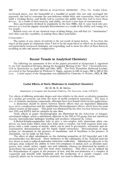 Recent trends in Analytical Chemistry