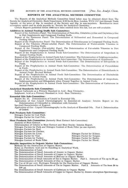Reports of the Analytical Methods Committee